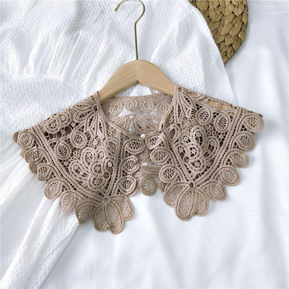 Полый хлопок для женщин, женская одежда, швейная шаль, аппликация, поддельный воротник, кружевной вырез, украшение для одежды, съемный воротник