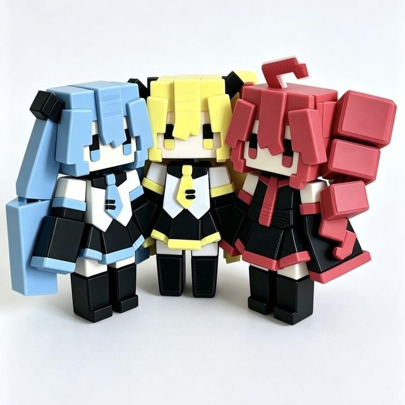 3 Miku Teto Yabe Cute Pixel Dolls Art Style Action Toys Backpack Decoration Anime Fans Birthday Gifts Collectibles