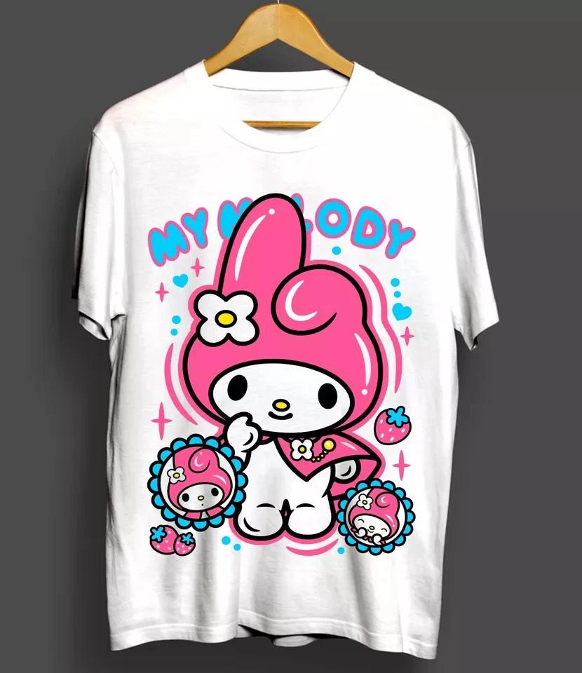 My Melody And Kuromi Sanrio Melodyfresa Anime Unisexga Girl Waifu Shirt White