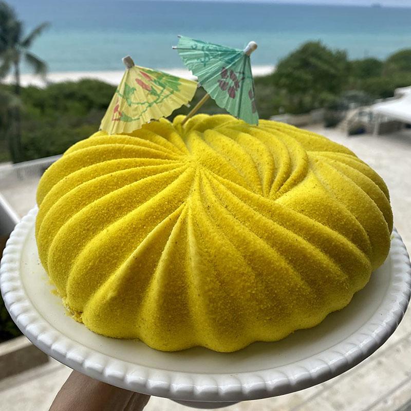 Круглая форма для муссового торта, для выпечки, большая, с текстурой дюн, силиконовая форма, 3D, геометрические жемчужины, кондитерские инструменты, для шоколада, кухонные аксессуары