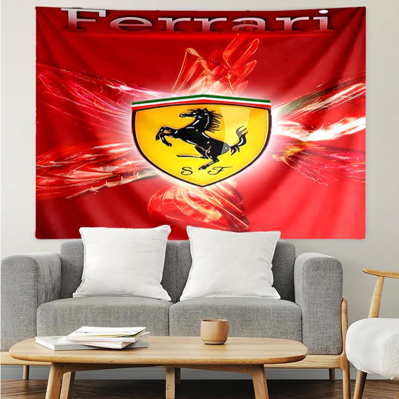 Гобелен с логотипом Ferrari для спальни, эстетичные гобелены для классной комнаты, настенное панно для гостиной, общежития, офиса, идеальный креативный подарок