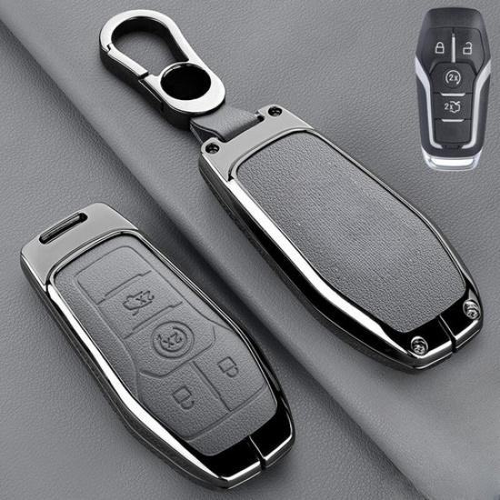 Zinc Alloy Leather Car Remote Key Fob Case Cover Holder For Lincoln MKC MKX MKZ