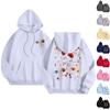 Ladies Fashion Casual Long Sleeve Printed Round Neck Hoodie Pullover Top With  Pockets