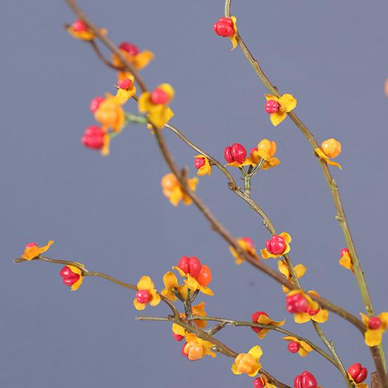 Искусственная ветка хурмы Реалистичная осенняя искусственная веточка стебель с листьями и плодами хурмы для дома, офиса, свадьбы, наполнитель для вазы, центральный элемент стола