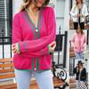 2023 Women's Casual Sweater Large Size Color Matching Pocket Coat V-neck Loose Sweater
