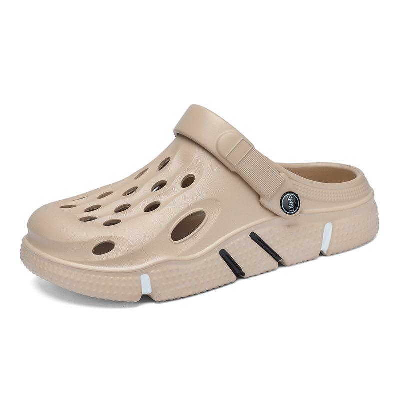 Hole Shoes Men'S Platform Outer Wear Non-Slip Beach Sandals Sports Leisure Lightweight Solid Color Slippers Men