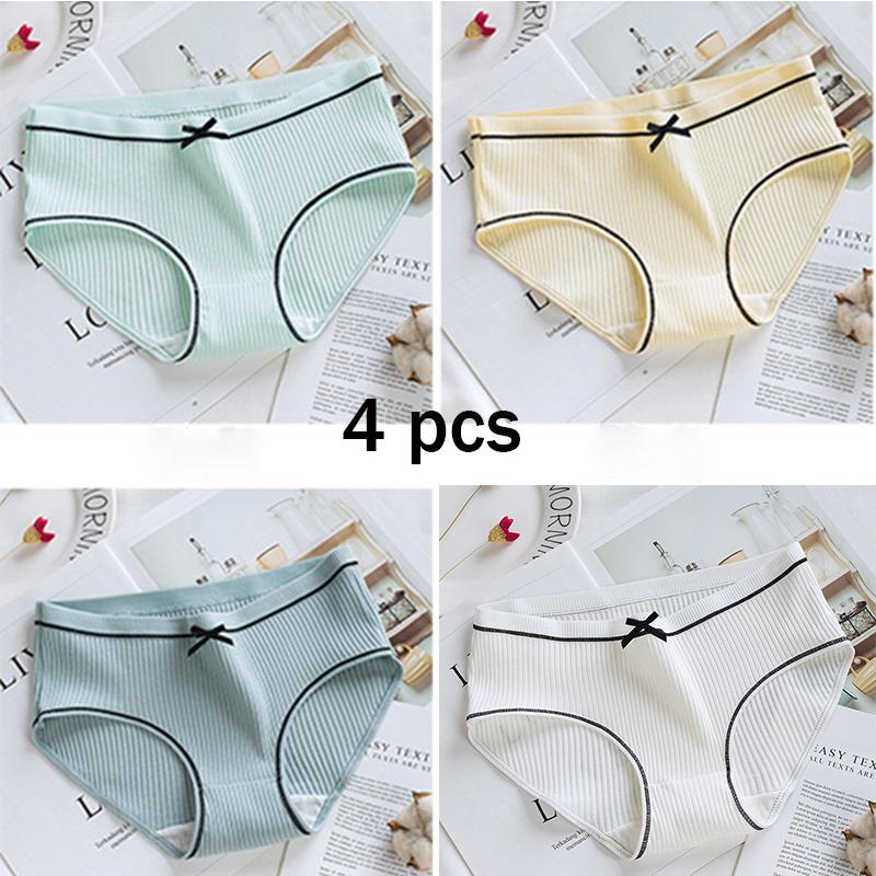 Трусики, 4 шт., женские хлопковые трусы, женские дышащие женские плавки с японской нитью, трусы большого размера