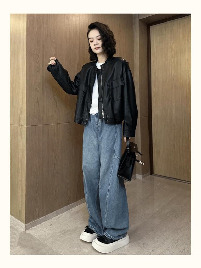 Autumn/Winter Women's Leather Jacket – Short, Loose, Slimming, and Versatile Fashionable Coat