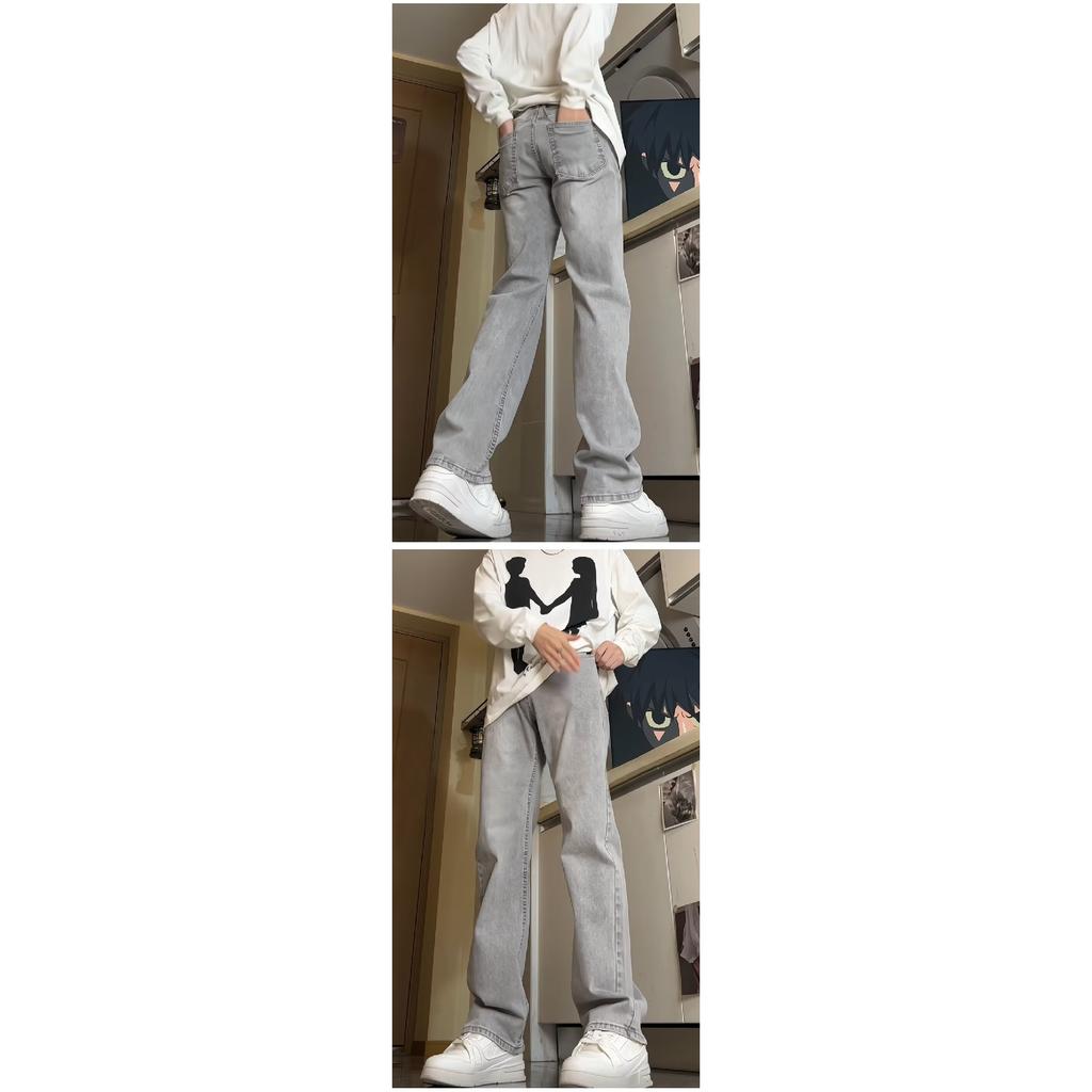 Hong Kong Trend Men'S Summer New Straight Leg Personalized Letter Jeans Hip-Hop Ins Trendy High Street Trendy Hooligan Handsome Pants