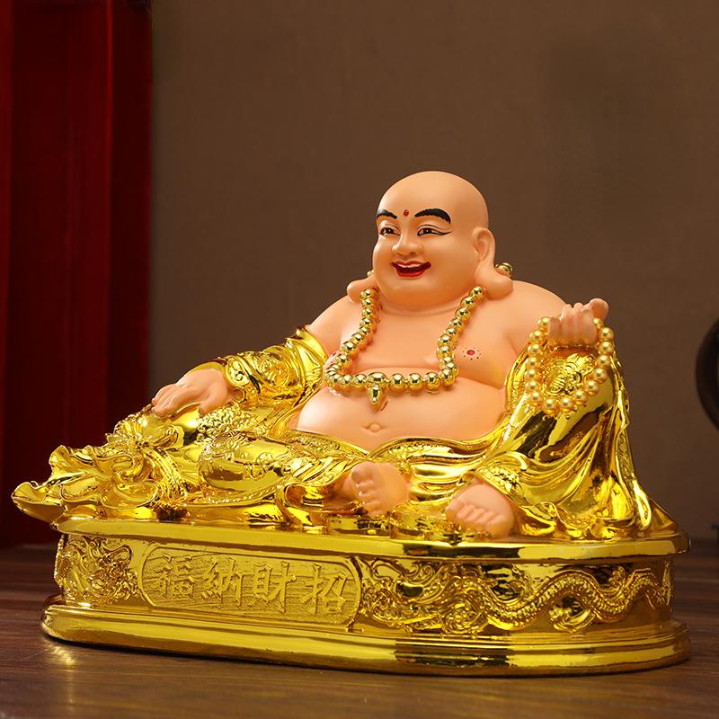 Home Decoration Accessories Wealth Recruiting Maitreya Buddha Ornament Offering Buddha Statues At Home Resin Handicrafts 1pcs