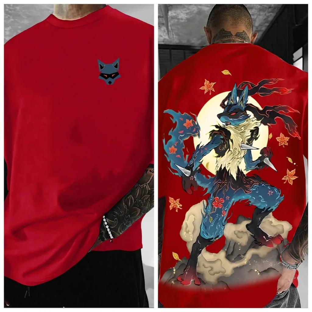 Pokémon Animation Derivatives Pattern Printing T-shirt Men's Women's 2025 Summer Oversize Loose Cotton Street Trend Brand Top