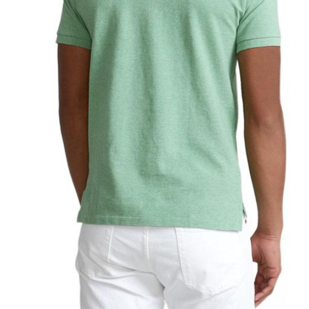 Polo Ralph Lauren SS22 Облегающая сетчатая однотонная футболка-поло с коротким рукавом Мужские топы Зеленый MNPOKNI1N821551-300