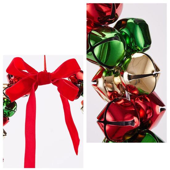 Рождественский венок из колокольчиков, венок из колокольчиков с бантом, маленькая гирлянда из колокольчиков, украшение для рождественского дома, елки