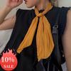 Crinkle Pleated Square Scarf Decorative Solid Color Crinkle Scarf Shawl Women Hijab Neckerchief Headscarf Thin Hair Tie Band