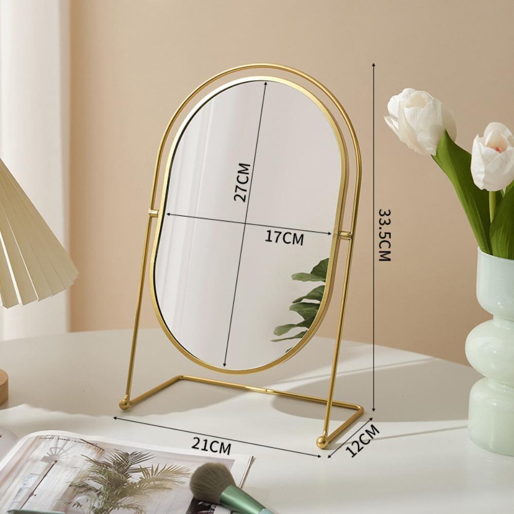 Iron Frame Vanity Mirror 360° Rotatable Desktop Cosmetic Mirror Nordic Makeup Mirror  Household