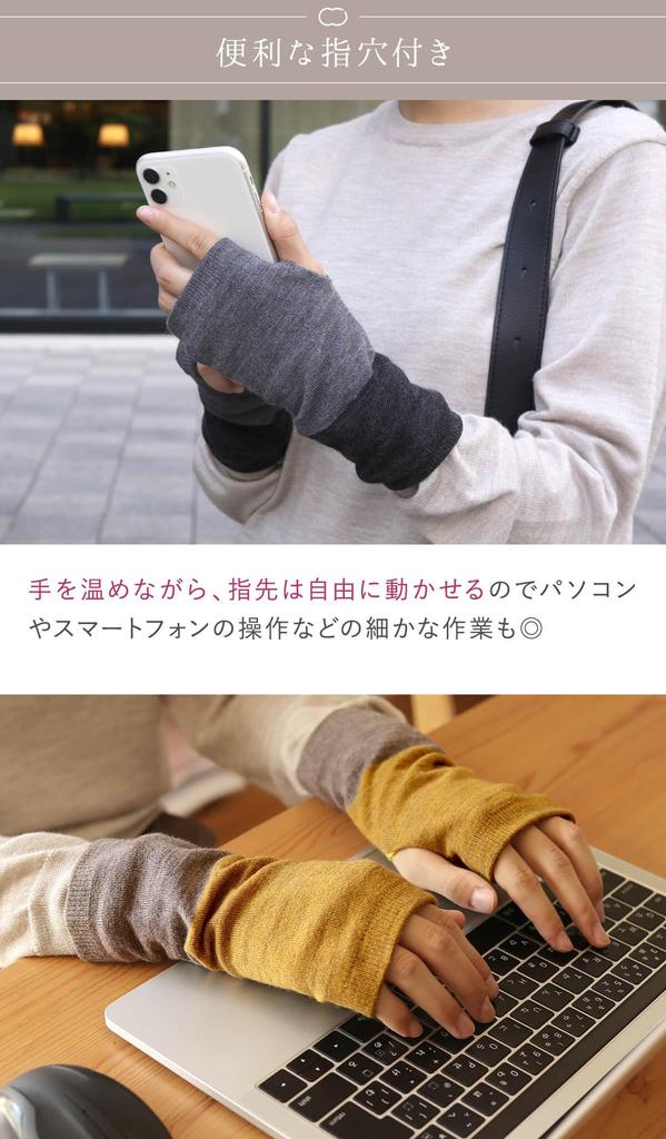 Kinuya Arm Silk Теплые повязки на руки Светло-серые, Внутренние, Шерсть двойной вязки, SO5795, Синие, Длина 20см-24см,