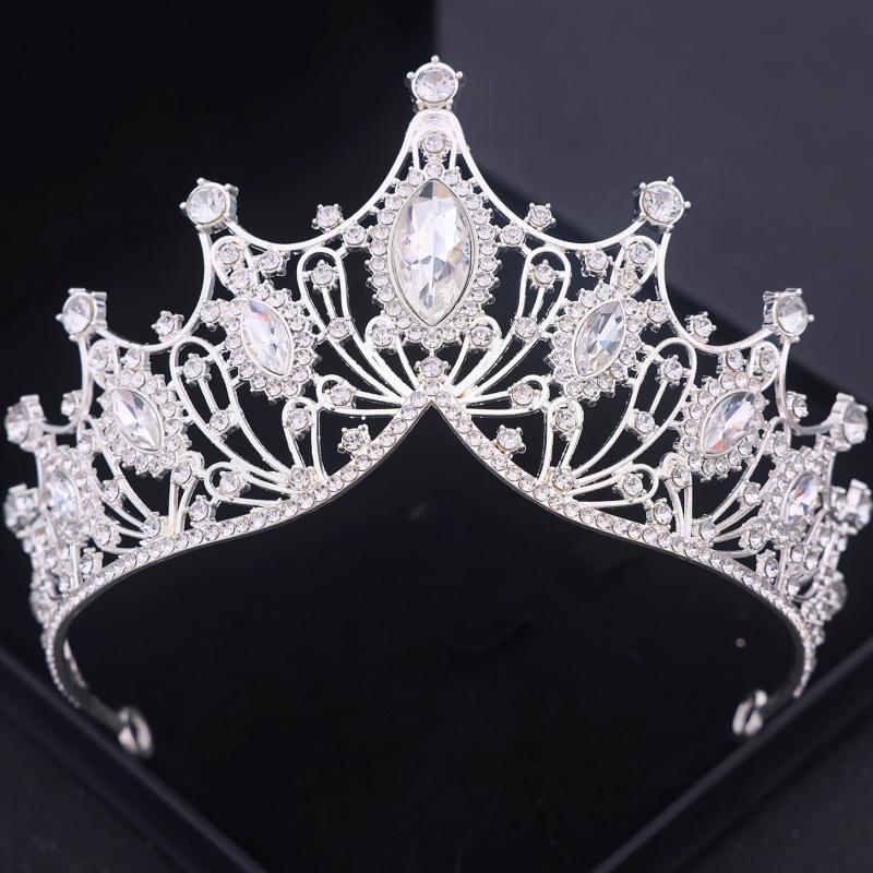 Silver Color Crystal Tiaras and Crowns Headband for Women Party Rhinestone Bridal Wedding Hair Accessories Jewelry Crown Tiara