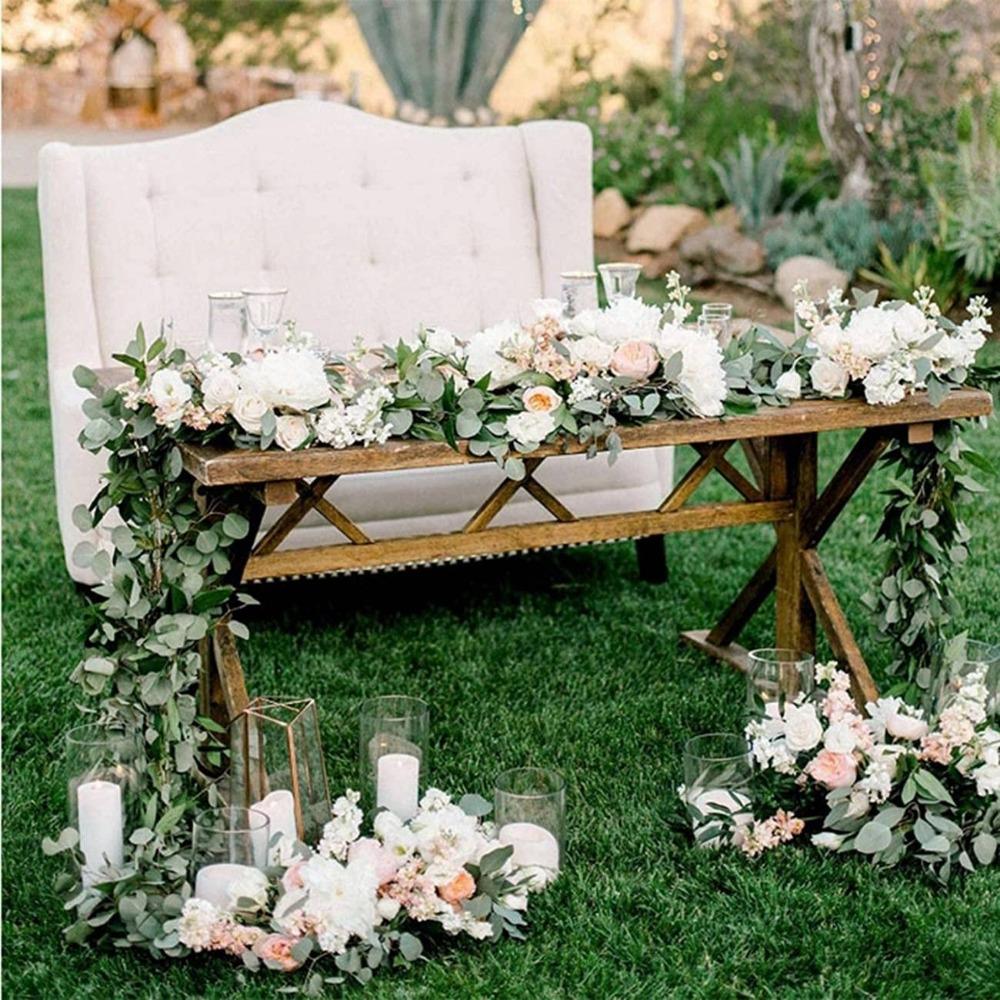 2/1pcArtificial Eucalyptus Garland Fake Ivy Vines Greenery Rattan Plants Wreath Faux Decor for Wall Room Garden Wedding Decor