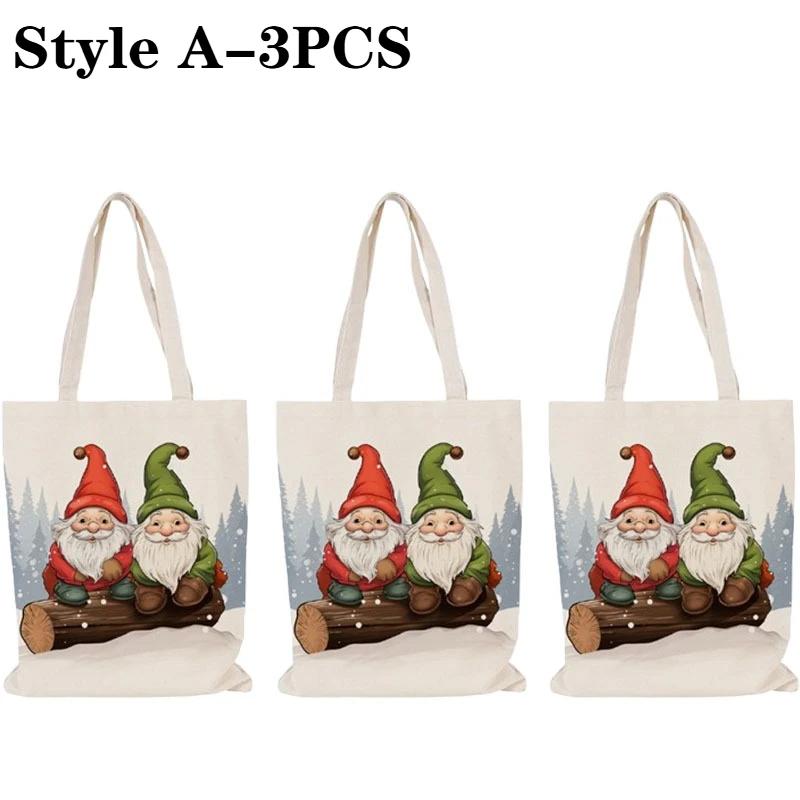 Christmas Canvas Tote Bag Shoulder Handbag Lunch Storage Grocery Bag for Women Festive Holiday Shopper Bag Christmas Gift Decor