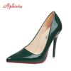 Модные Aphixta Новые 4,72-дюймовые Супер Высокие Туфли-лодочки из Лакированной Кожи Женские Разноцветные Официальные Туфли с Острым Носком Плюс Большой Размер 49 50
