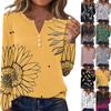 Women's Casual Fashion T-shirt, Vintage Floral Print, Round Neck, Long-sleeved Top.