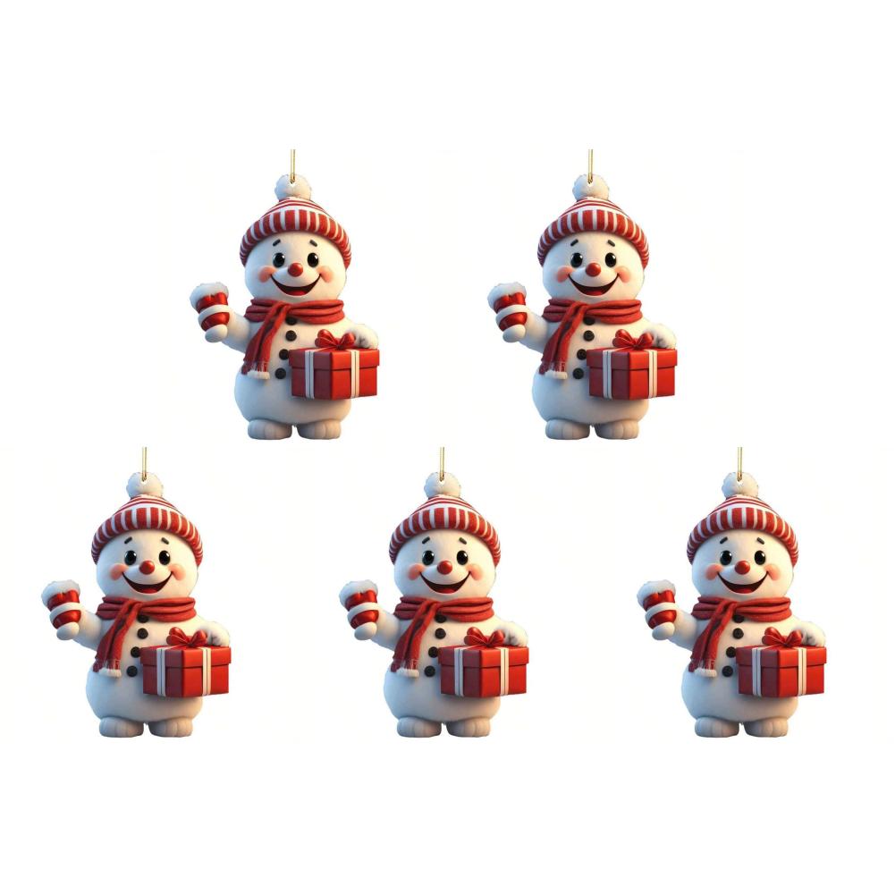 1/3/5PCS Christmas 2D Acrylic Cartoon Car Haning Pendants Xmas Santa Claus Snowman Ornaments Cute Christmas Tree Hangings Decor