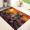 Gaming Wolf Print Floor Mat Rug for Gamer Setup PC Decor Wildlife Forest Rug Area Mat Man Cave Aesthetic Anti Slip Mat