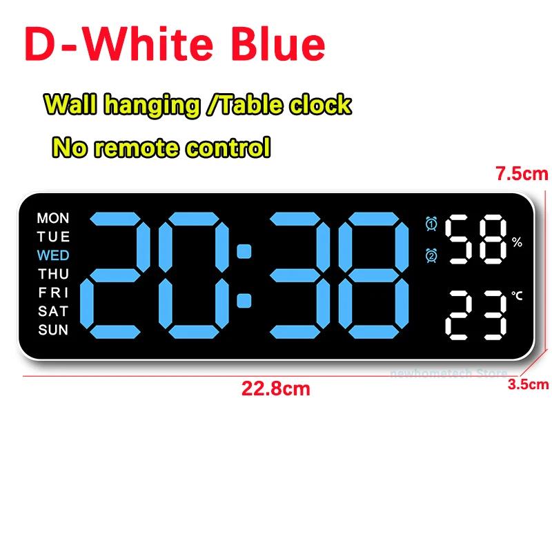 Digital Wall Clock Large LED Screen Temperature Humidity Display Electronic Alarm Clock Creative Home Decoration Remote Control
