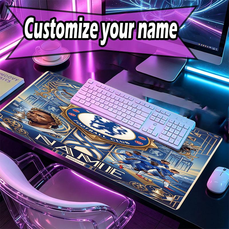Custom Name Personalized Chelsea Football Club Pattern Mousepad, Laptop PC Desk Mat, Decorative Desk Mat for Home Keyboard Pad Gift