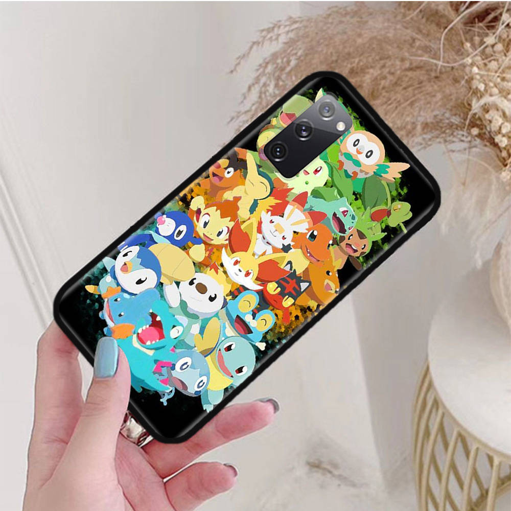 Черный чехол для OPPO Reno 8 6 5 4 Pro Plus Find X3 A17 A3 A31 A38 A40 A53 A54 A55 A74 A76 A78 A77 A80 A94 A95 A96 Lite P-35 Милые Покемоны Пикачус