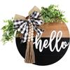 30cm Farmhouse Door Sign Decoration Hello Door Wreath for Front Door Spring Wreath for Window Decoration Outdoor Front Door Home Decor