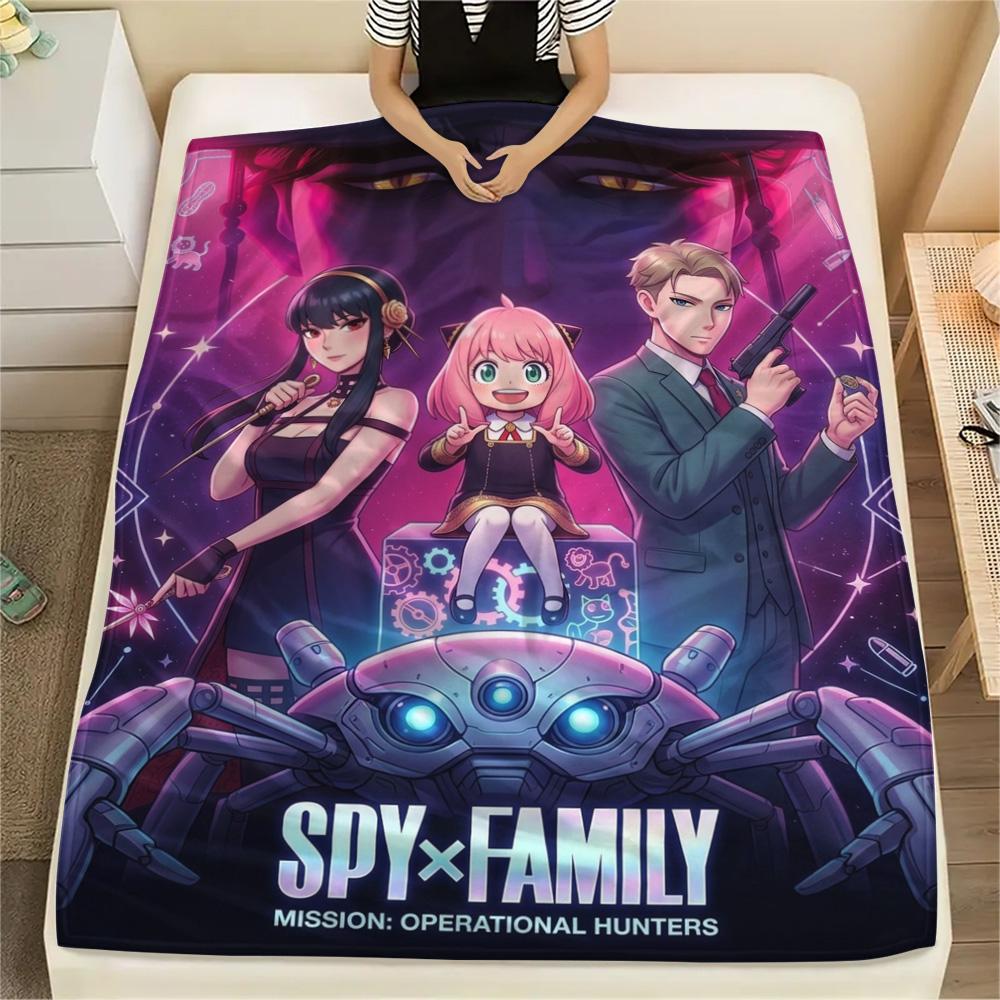 1PC Spy Family Patterned Flannel Blanket Suitable For All Seasons For Home Decor Warmth And Comfort Gifts Holiday Present