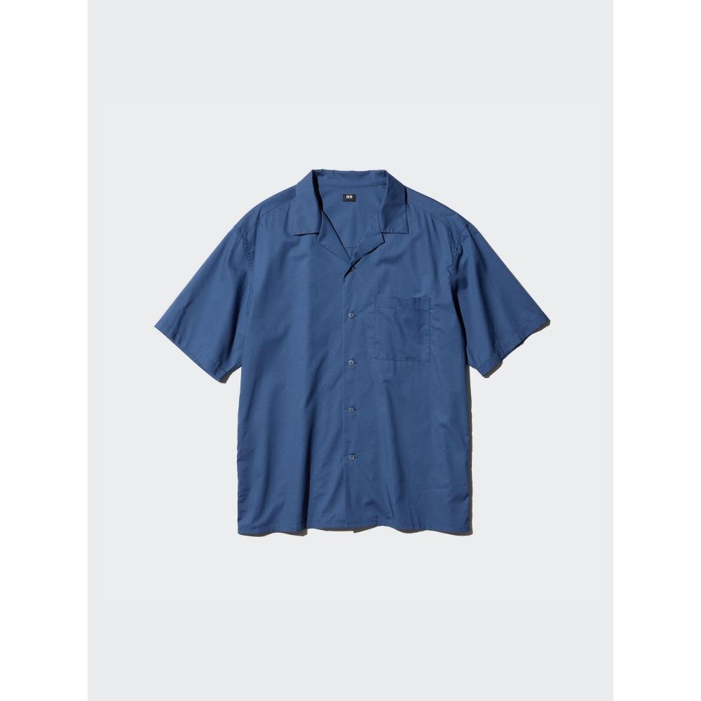 Uniqlo Рубашка из модального хлопка с открытым воротником и коротким рукавом 