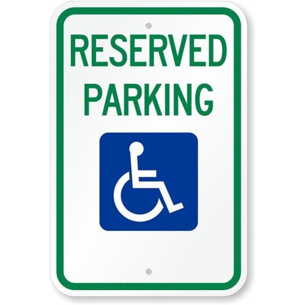 Ada Handicap Reserved Parking Aluminum Weatherproof 8" X 12" Sign P00261