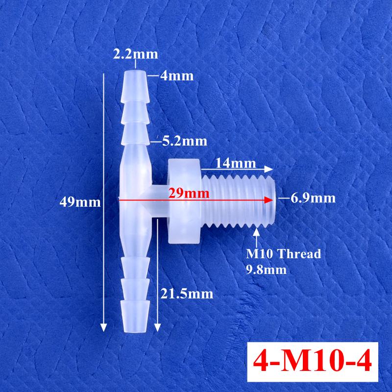 10Pcs/lot M6~M12 Male Thread Tee Connector 2~10mm 3-Ways Connectors Aquarium Tank Hose Pagoda Joints Air Pump Adapter Garden Water Pipe Joint