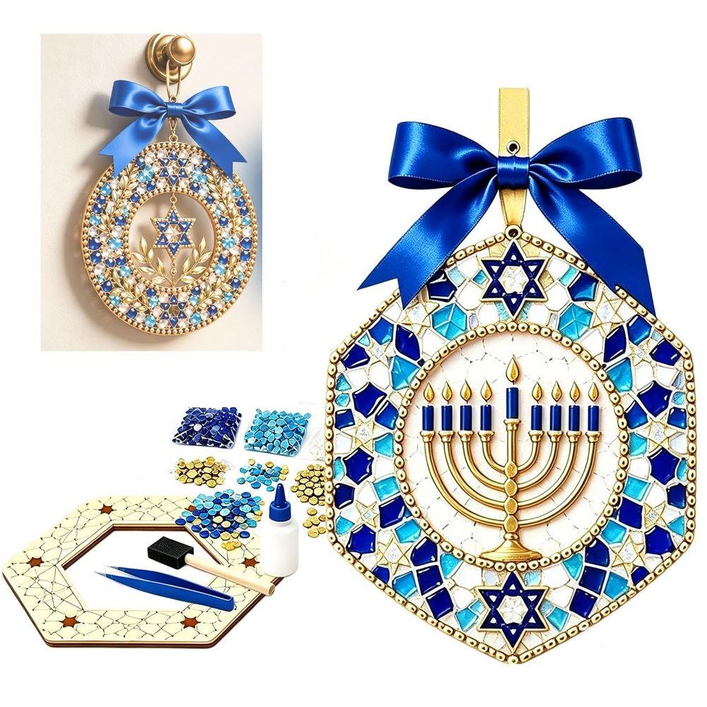 Star of David DIY Wreath Craft Set Mosaic Tiles Menorah Wreath Star of David Wreath Mosaic Art Kit