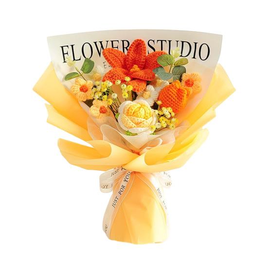 Искусственные Цветы Ручной Работы Крючком Букет Цветов Мягкая Хлопковая Пряжа Не Требует Ухода Гибкие Стебли Искусственное Цветочное Украшение