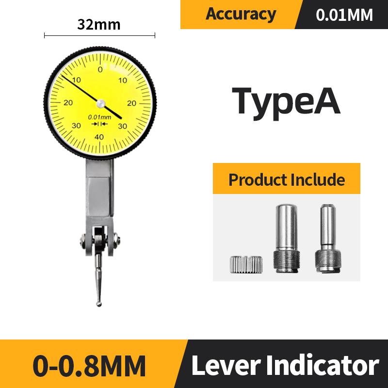 Индикатор циферблатный рычажный Kerseo 0-0,8 мм с измерительными зондами механический измерительный инструмент 0,01 мм индикаторы для проверки циферблата