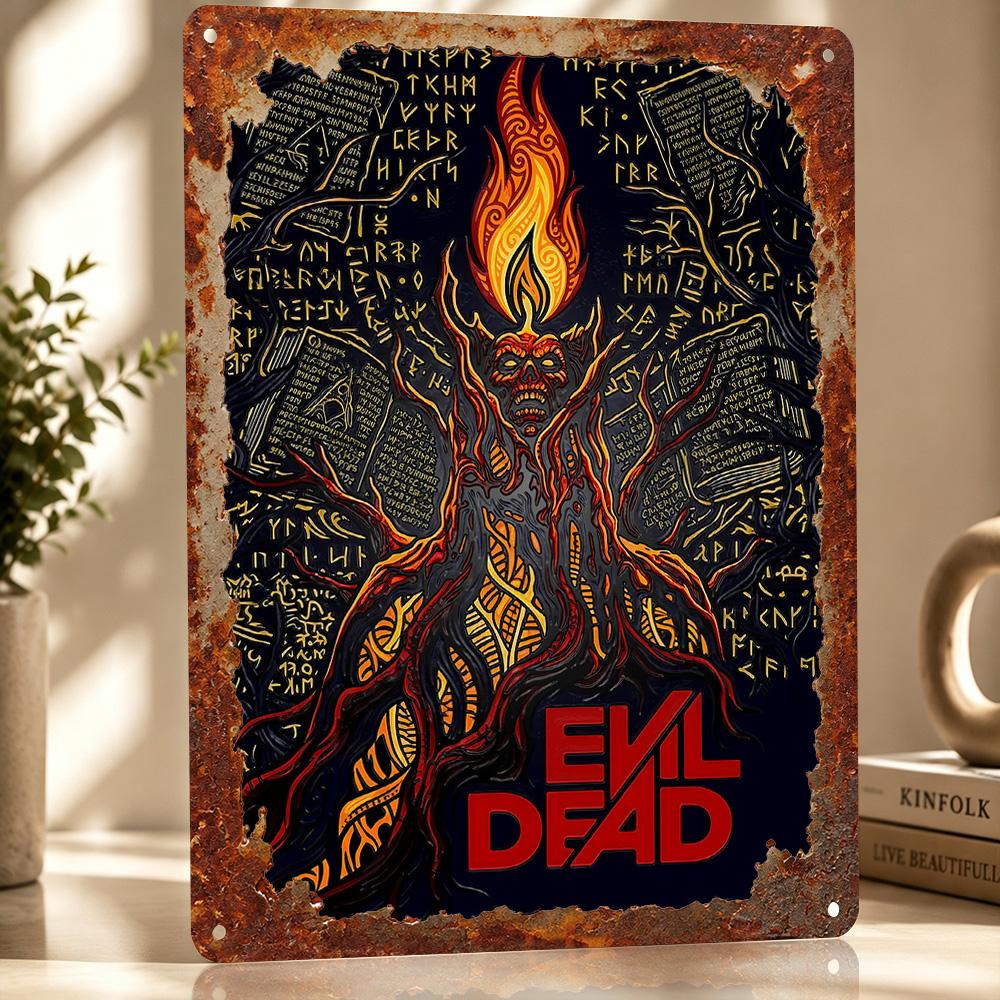 Evil Dead Personalized D Textured Metal Poster Wall Art Tinplate Sign for Bar Accessories Bedroom Stuff Room Decor Funny Signs