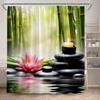 Дзен Занавеска для душа Натуральные цветы Бабочка Серый камень Отражение Спа Пейзаж Домашний декор для ванной комнаты Полиэстеровая ткань Занавеска для ванны