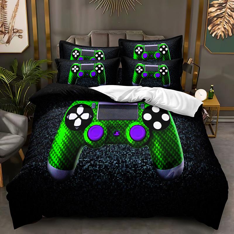 Легкий 3D игровой комплект постельного белья с игровой ручкой, пододеяльник DE135 * 200, полноразмерный чехол для кровати, одинарный/двойной с молнией, мягкий пододеяльник