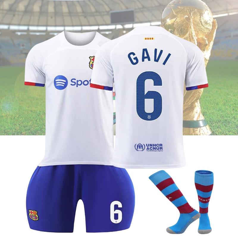 2324 Гостевая футболка Барселоны Месси 8 Педро 9 Левандовски 30 Детская футбольная футболка