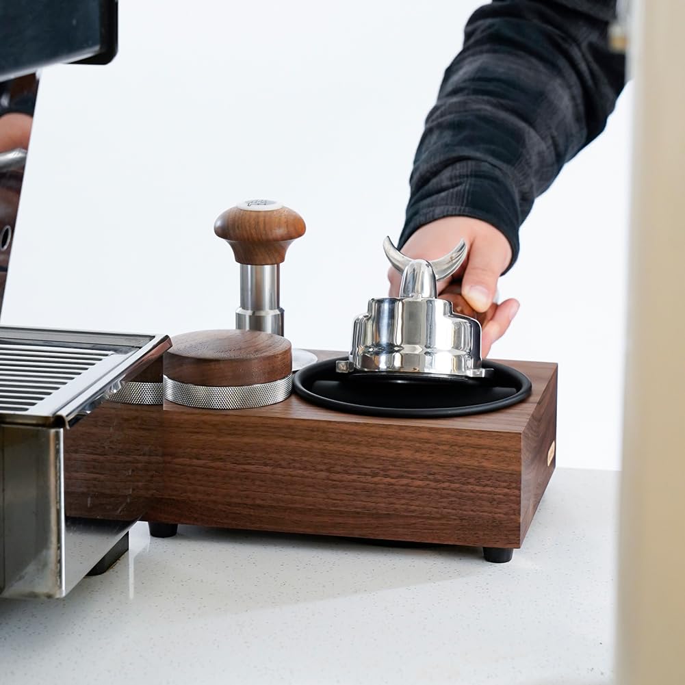 Watchget knock box espresso knock box knock box стенд для темперирования и распределителя 3 в 1 совместимый для хранения 51535458 мм ореховый кофе knock box кофе