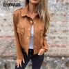 Fall Women's Suede Jacket Lapel Long Sleeve Jacket Metal Zipper Jacket