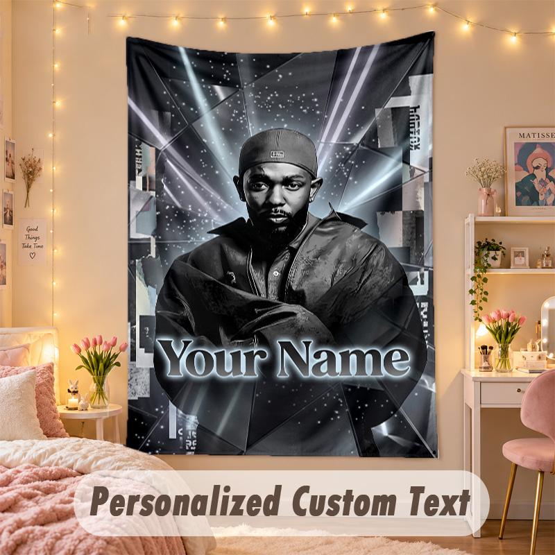 Custom Personalized Tapestry,Kendrick Lamar Print Custom Name Text Wall Art Hanging for Bedroom
