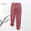 Women Sweatpants Elastic Waist Adjustable Drawstring Casual Harem Pants with Pockets Solid Color Casual Trousers