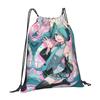Индивидуальные рюкзаки-мешки Hatsune Anime Miku на завязках для женщин и мужчин, спортивные сумки для спортзала, портативные сумки для тренировок с мангой