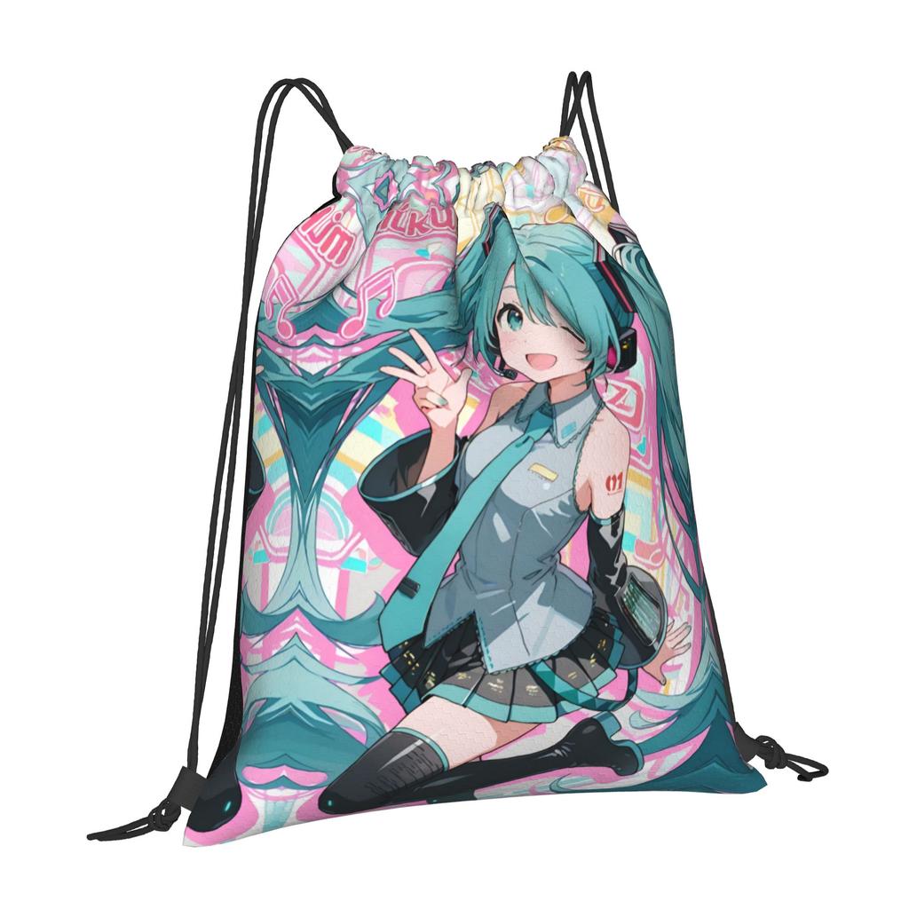 Индивидуальные рюкзаки-мешки Hatsune Anime Miku на завязках для женщин и мужчин, спортивные сумки для спортзала, портативные сумки для тренировок с мангой