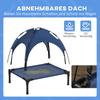 Pet Bed, Outdoor Dog Bed, Weather-Resistant, with Canopy, 61 cm x 46 cm x 62 cm, Blue + Black