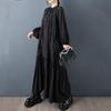 Винтажное черное платье больших размеров с длинным рукавом, новинка, для женщин, повседневное свободное весенне-осеннее платье